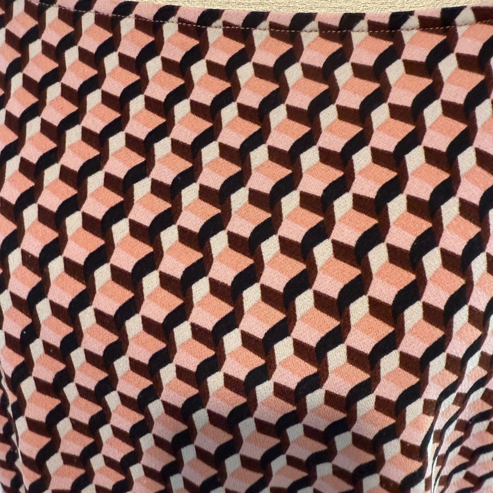 Adrianna Pappell Women's Pink/Brown Geometric Design Blouse Size L - Picture 2 of 6